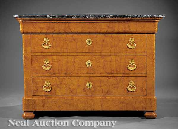 Appraisal: An Antique Restauration-Style Ash Commode th c molded marble top