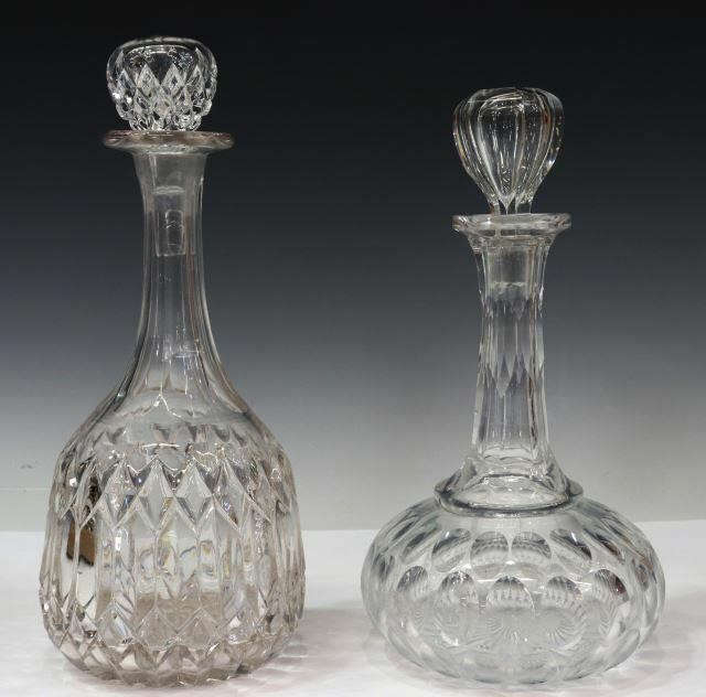 Appraisal: lot of Cut glass decanters including one with thumbprint design