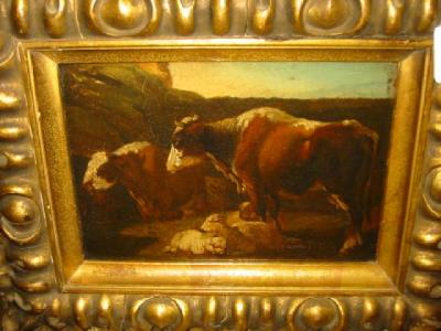 Appraisal: ENGLISH SCHOOL Sheep and Cattle in a Landscape unsigned early