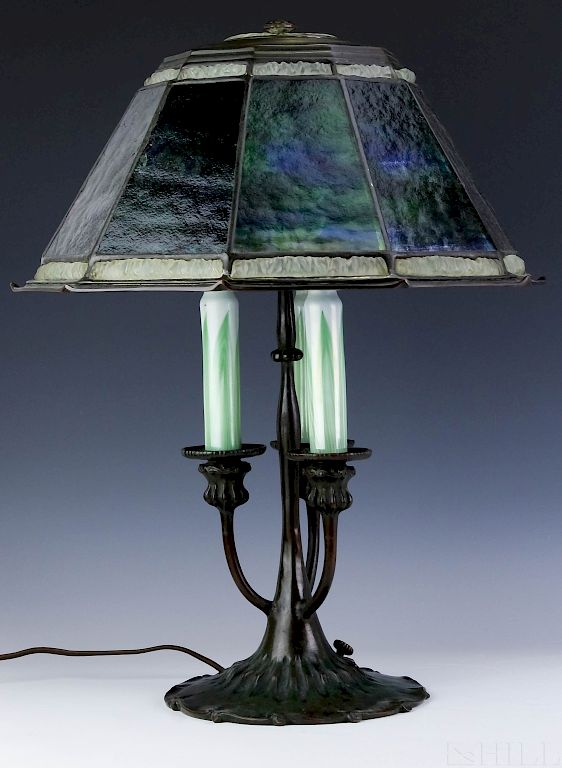 Appraisal: Tiffany Studio Experimental Shade Bronze Lamp RARE Tiffany Studios Experimental