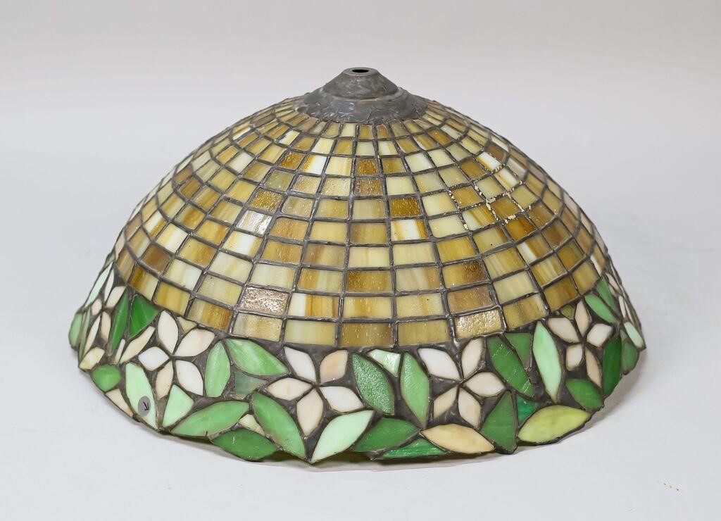 Appraisal: Tiffany style leaded glass shade H x -diameter Chips to