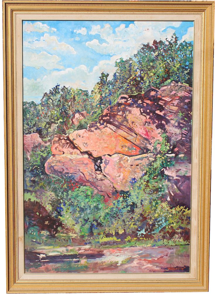 Appraisal: Monumental Ptg Red Rocks Park Vermont Signed Monumental Impressionist Painting