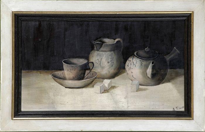 Appraisal: th C School Tea Time Oil on panel signed lower