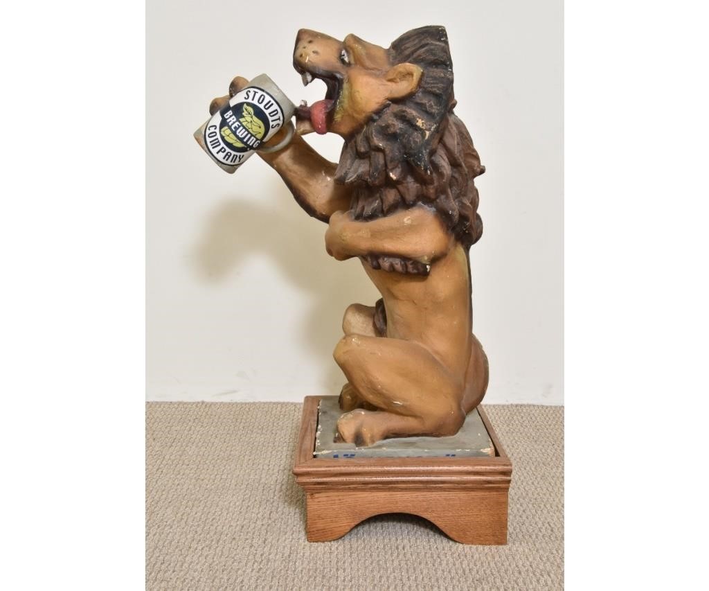 Appraisal: Papier-mache' Lowenbrau lion promotional store figure with a later Stoudt's