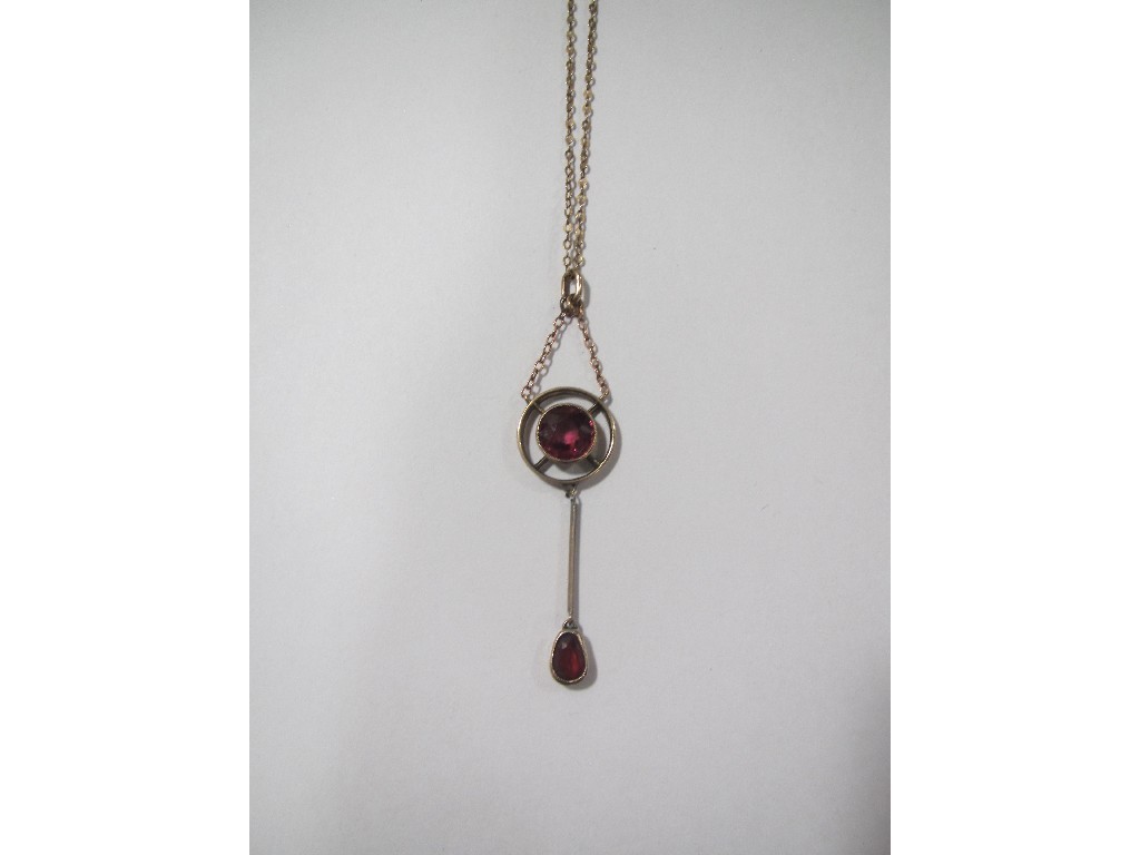 Appraisal: Art Nouveau rose gold pink tourmaline set pendant necklace the