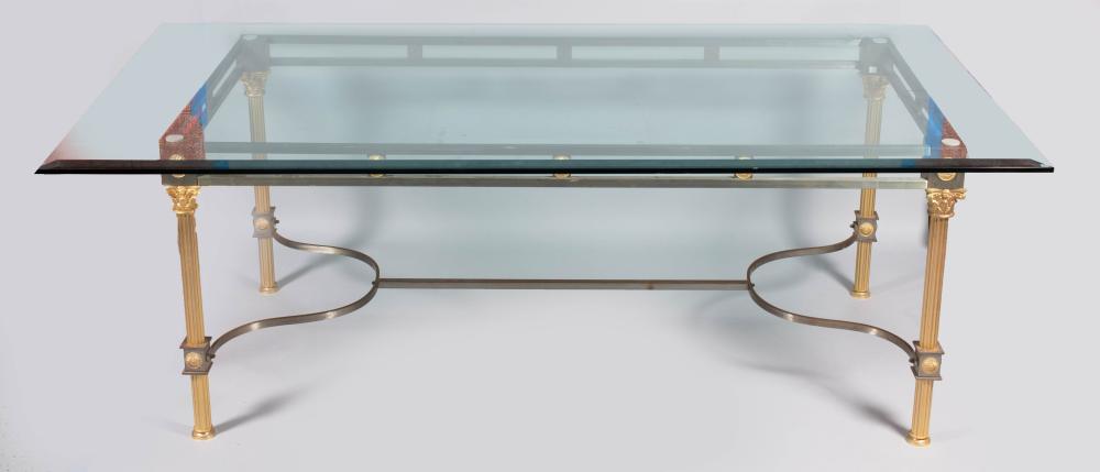 Appraisal: CLASSICAL STYLE STEEL AND GILT METAL DINING TABLE after Jansen