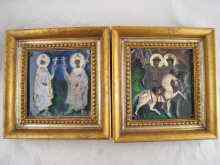 Appraisal: Two framed ceramic Orthodox probably Russian tiles of saints each