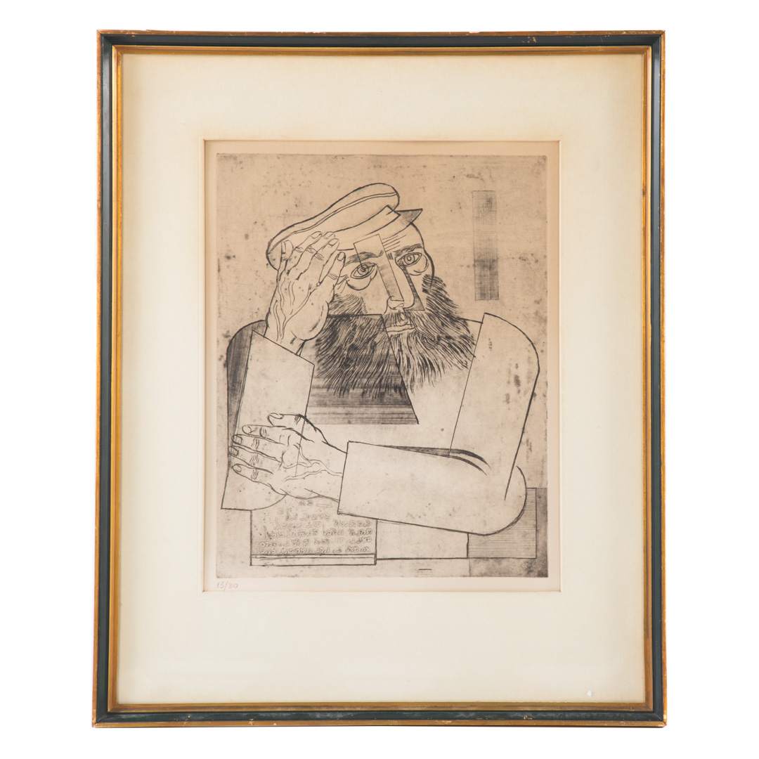 Appraisal: Jankel Adler Rabbiner etching and aquatint Polish - Ed attribution