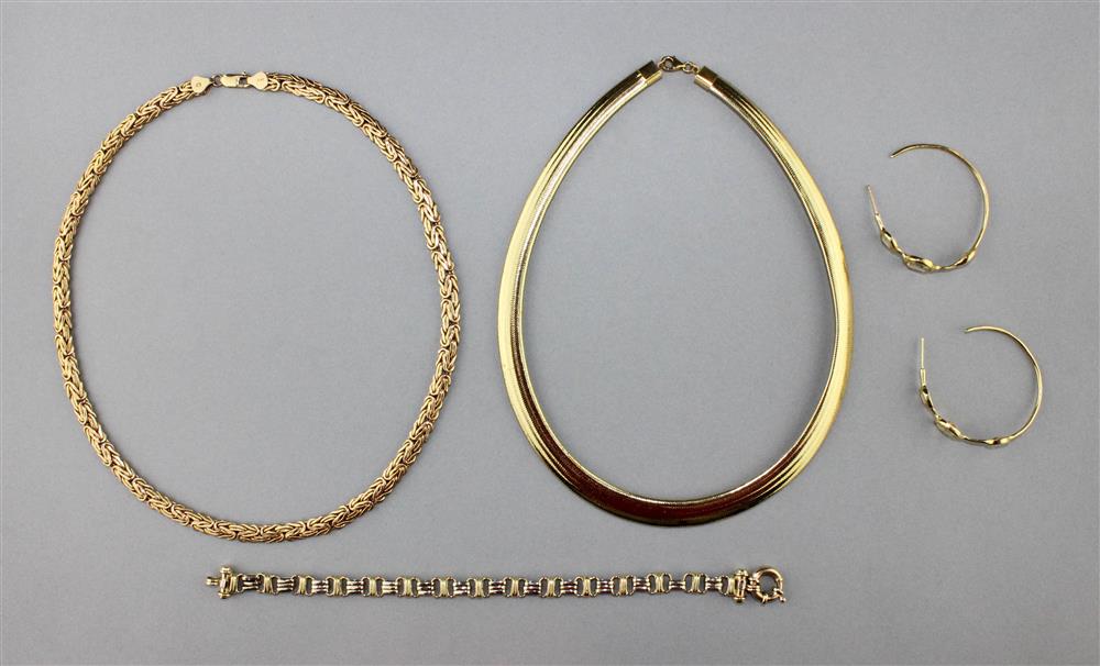 Appraisal: TWO K GOLD NECKLACES WITH A K GOLD BRACELET AND