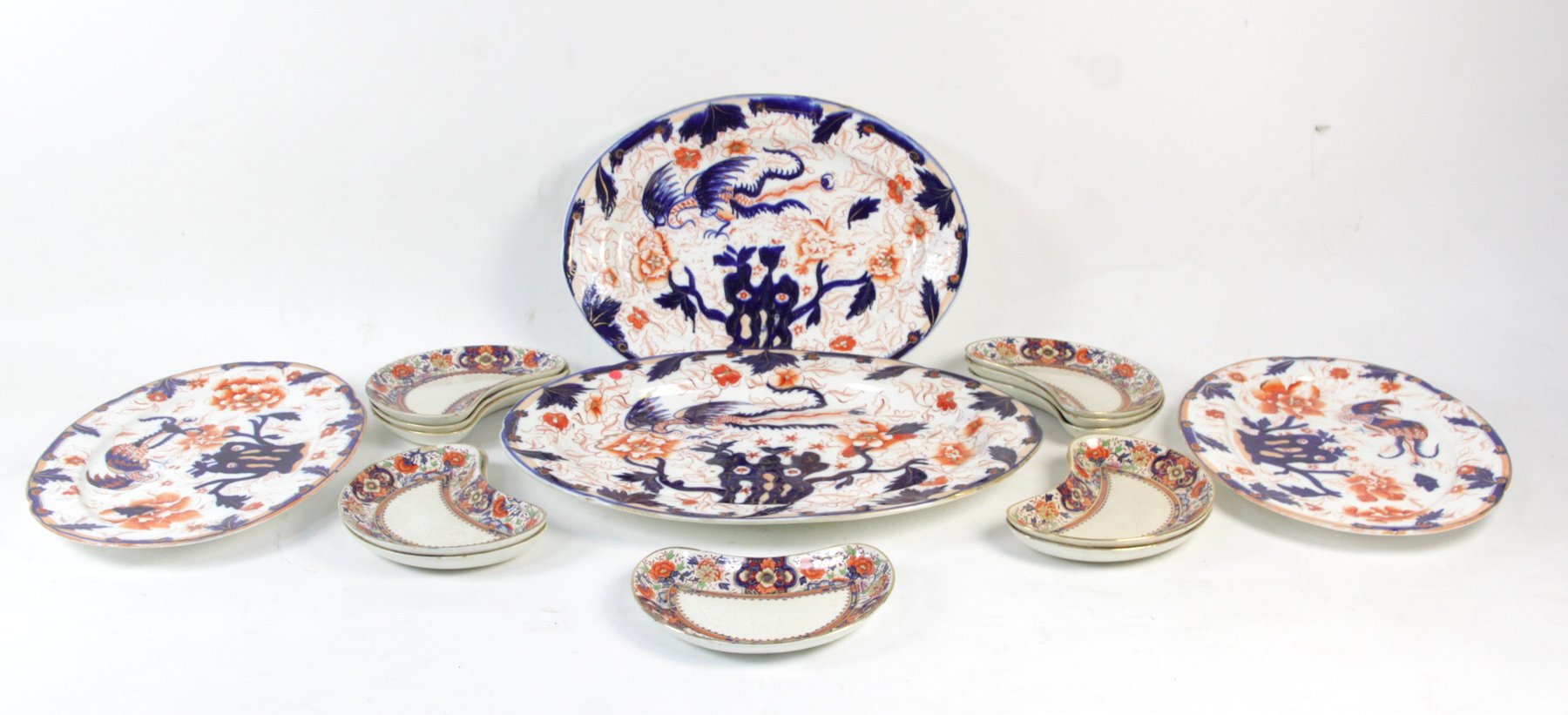 Appraisal: Four English porcelain graduating oval serving dishes circa painted in