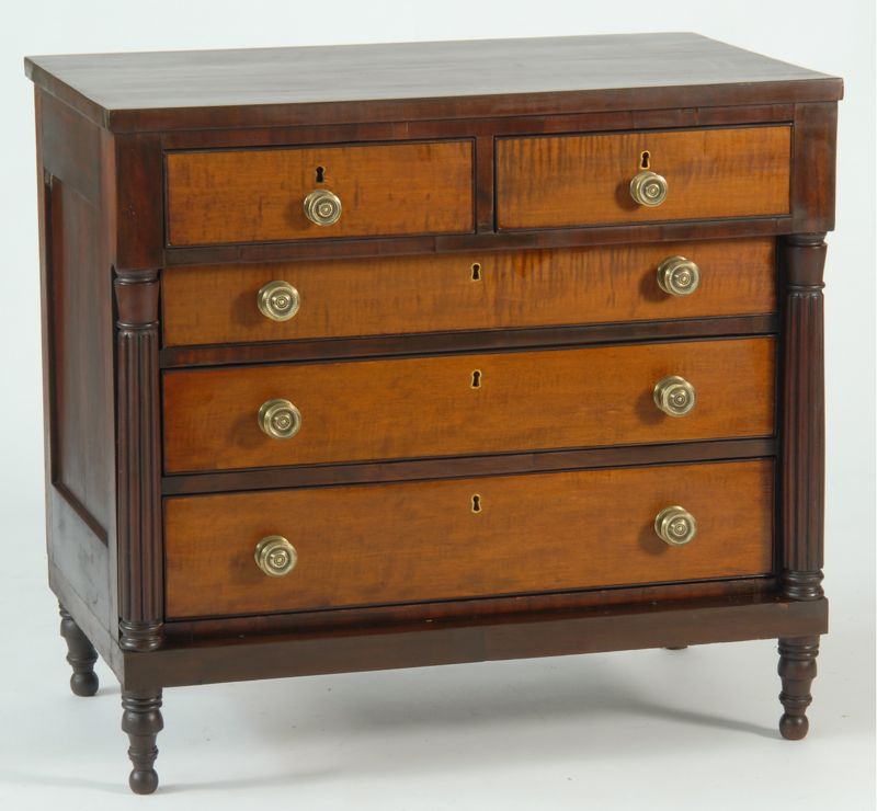 Appraisal: DIMINUTIVE ANTIQUE SHERATON CHEST First Quarter of the th CenturyIn