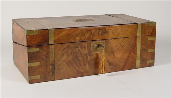 Appraisal: Brass Bound Lap Desk Circa English bulb elm with brass