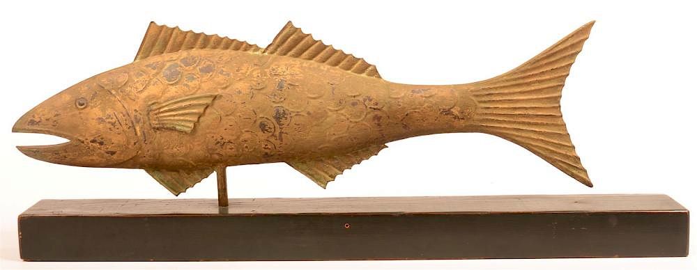 Appraisal: Molded Copper Cod Fish Weathervane th Century Molded Copper Cod