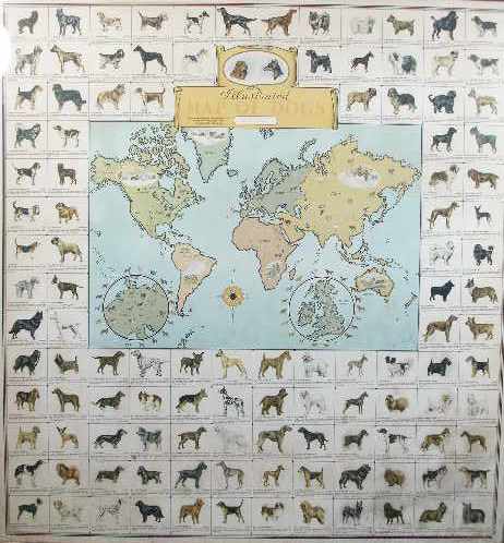 Appraisal: Illustrated Map of Dogs lithograph w central map surrounded by