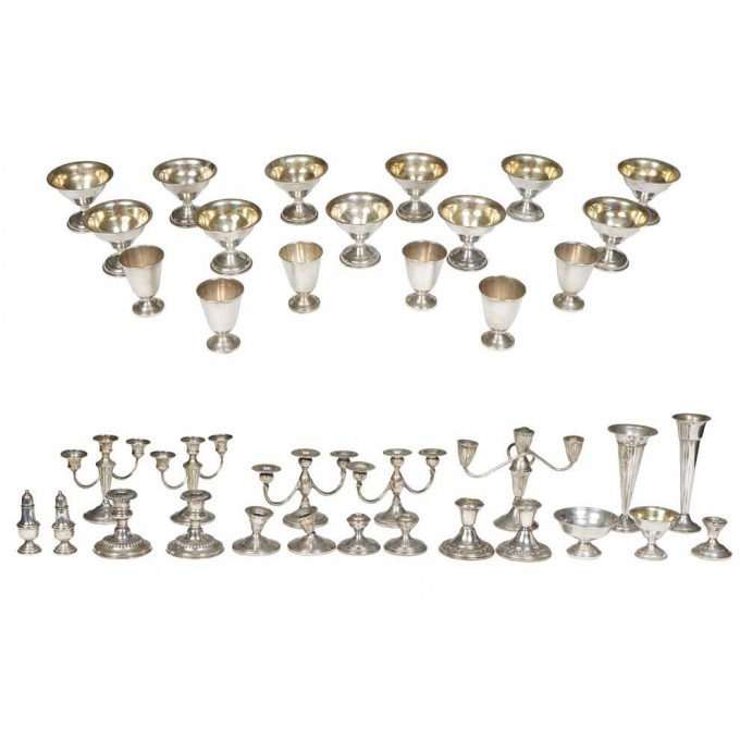 Appraisal: Group of Thirty-Seven Pieces of Weighted Silver consisting of six