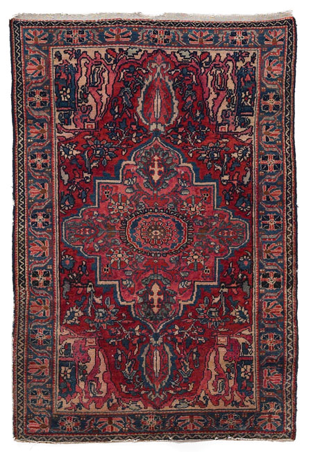 Appraisal: Fine Persian Lilihan rug c central medallion on a red