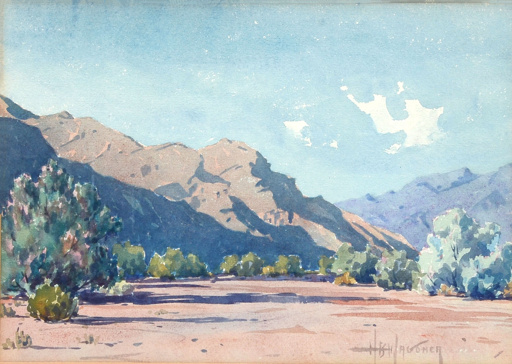 Appraisal: WAGONER Harry American - Desert Scene with Mountains Watercolor sight