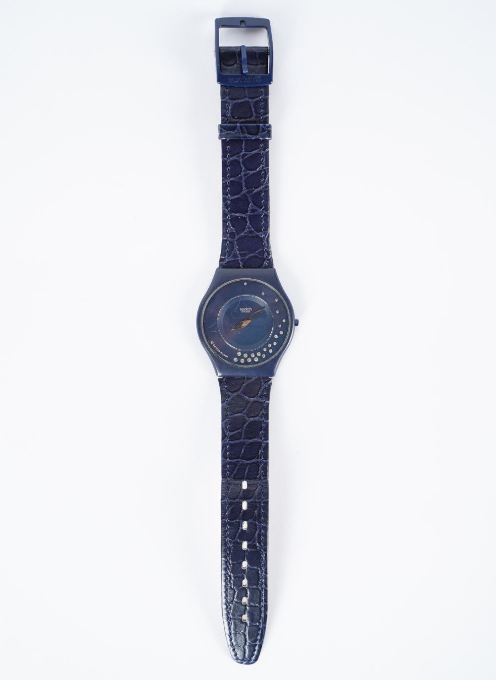 Appraisal: SWATCH DIAMOND RUBBER WATCHfeaturing a dark blue mm round dial