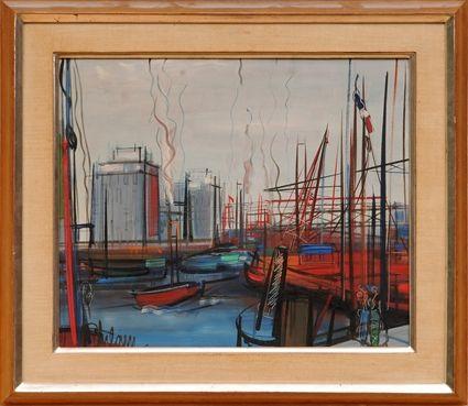 Appraisal: th Century School Harbor Scene Oil on canvas signed lower