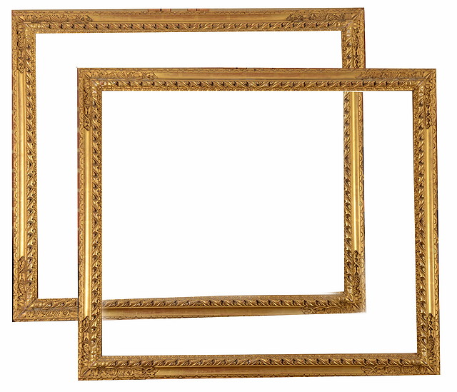 Appraisal: A PAIR OF TH CENTURY STYLE GILTWOOD FRAMES the corners