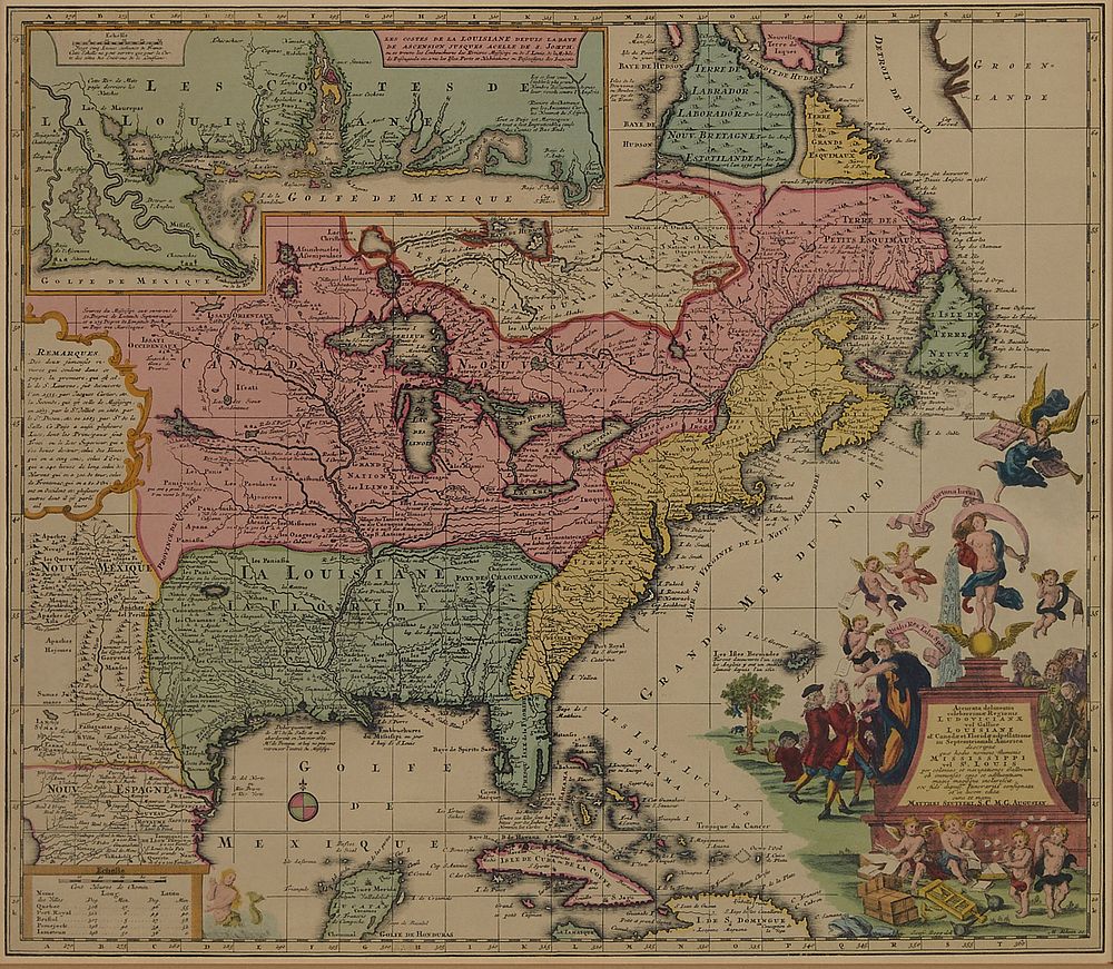 Appraisal: Map of North America based on Matthaeus Seutter Colored engraving