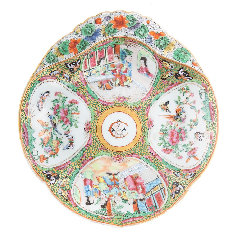 Appraisal: Chinese Export Rose Medallion Shrimp Dish Circa - traditional Rose