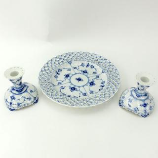 Appraisal: Three Piece Royal Copenhagen Table Top Items Includes pair of