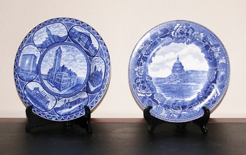 Appraisal: Artist Title Two Souvenir Blue and White Plates Pittsburgh and