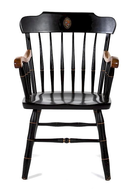 Appraisal: A Sweet Briar College Stenciled and Ebonized Armchair A Sweet