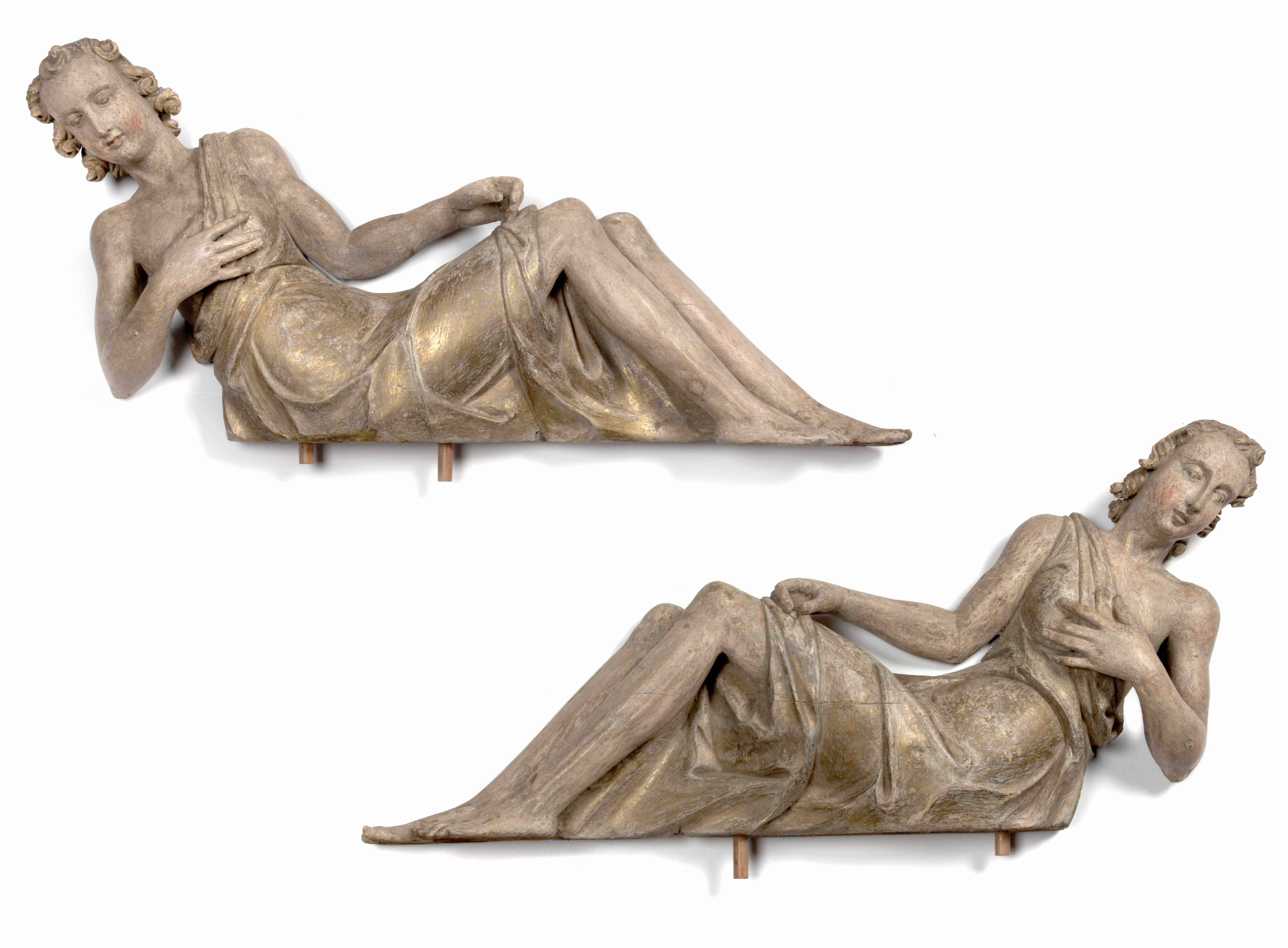 Appraisal: A pair of South German Baroque parcel gilt angels late