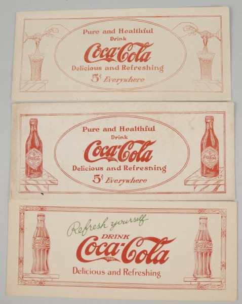 Appraisal: Lot of Early Coca-Cola Blotters Description General overall light to