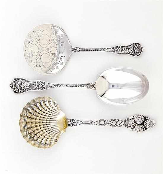 Appraisal: Tiffany Co sterling scalloped berry spoon serving spoon and flat