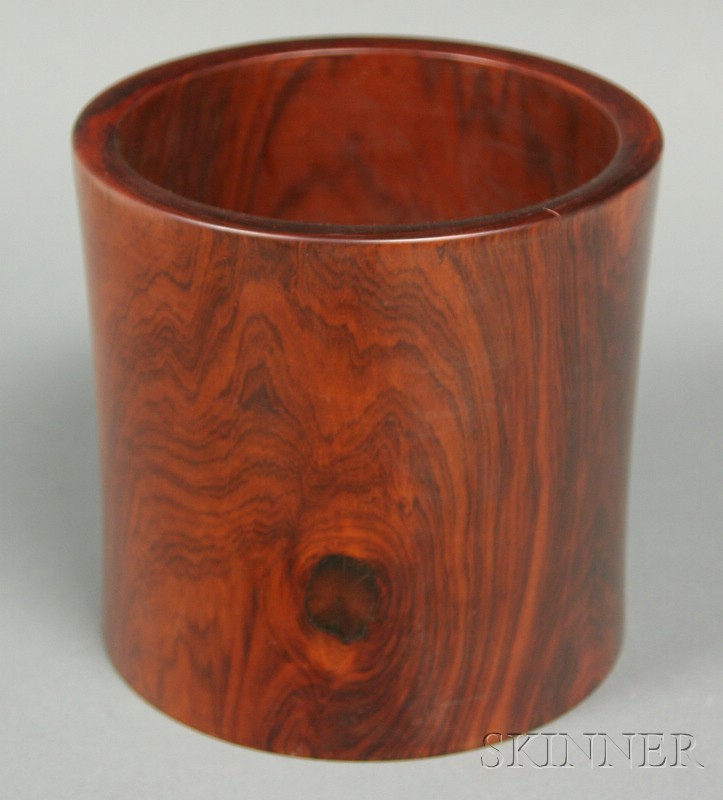 Appraisal: Brush Pot huanghuali wood with a pronounced grain ht dia