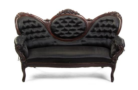 Appraisal: Sale Lot A Victorian Mahogany Triple Back Settee the crest