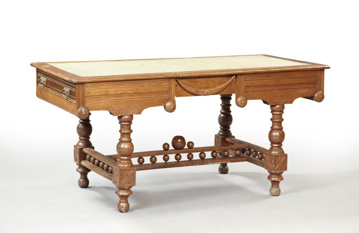 Appraisal: American Late Victorian Walnut Library Table late th century the