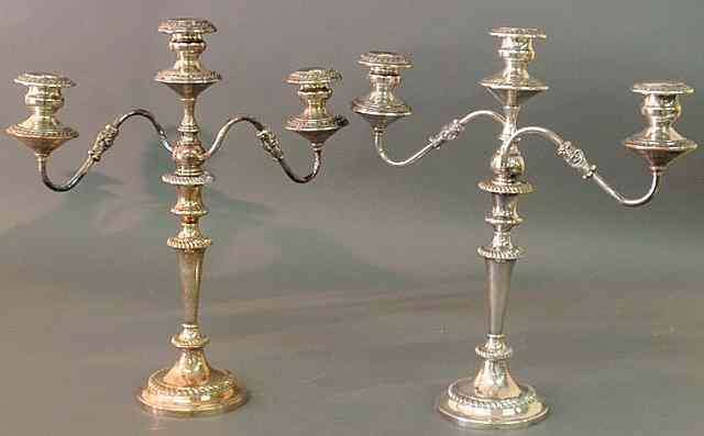 Appraisal: Large pair of silverplate candelabra h x w