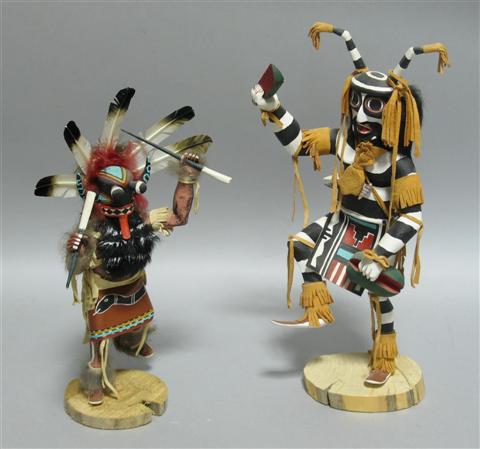 Appraisal: TWO KACHINA DOLLS BY LARGO The larger figurer labeled underneath