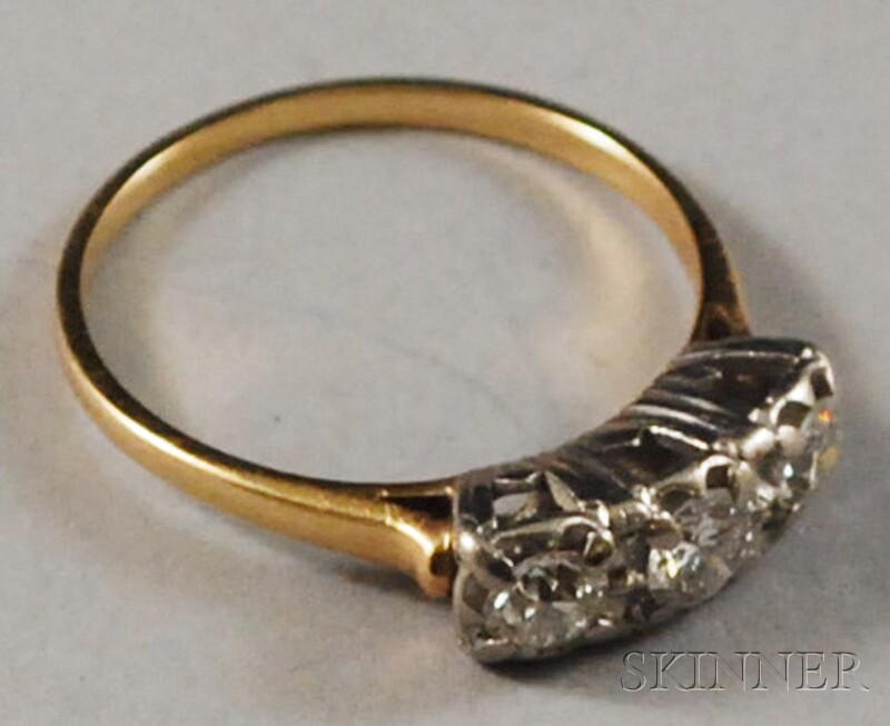 Appraisal: kt Gold and Diamond Ring set with three full- and