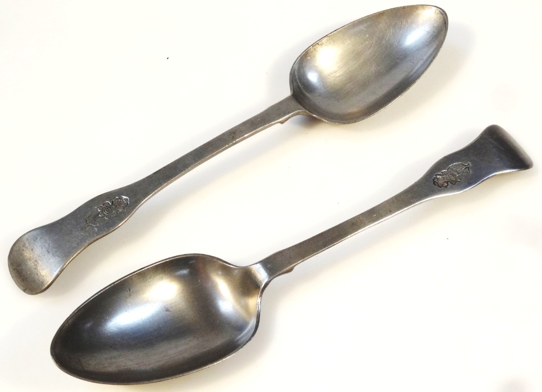 Appraisal: A pair of tablespoons each marked German Silv Patent engraved