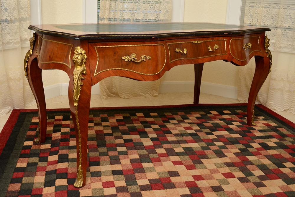 Appraisal: TH C FRENCH LOUIS XV STYLE BUREAU PLAT WRITING DESK