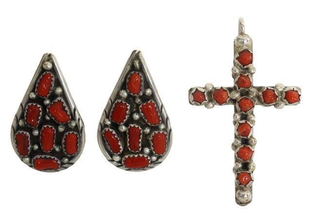 Appraisal: lot of Southwest style silver jewelry group pair red coral