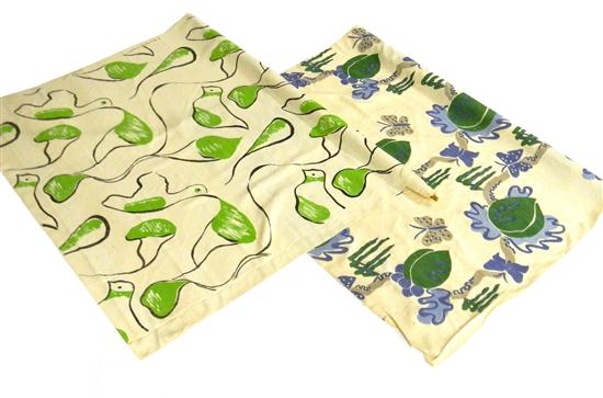 Appraisal: Two Mid-Century printed fabric remnants Dan Cooper American th C