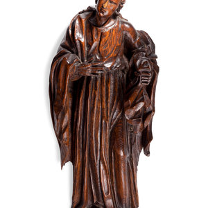 Appraisal: A Continental Carved Wood Figure of a Saint th th