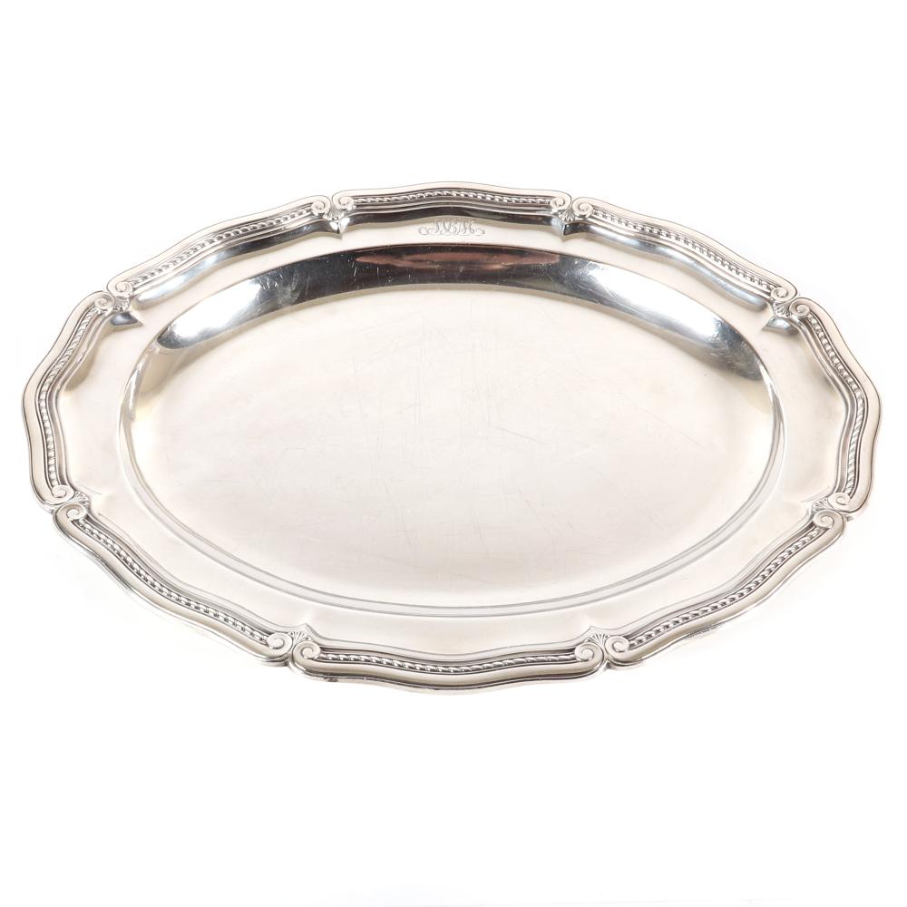 Appraisal: TIFFANY CO MAKERS STERLING SILVER OVAL SERVING PLATTER WITH ROPE