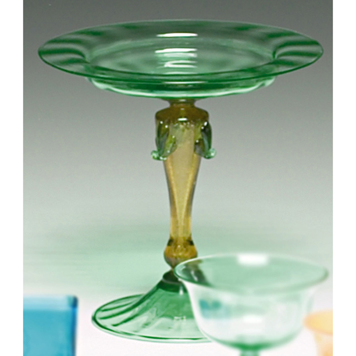 Appraisal: Steuben compote green and amber glass w x h