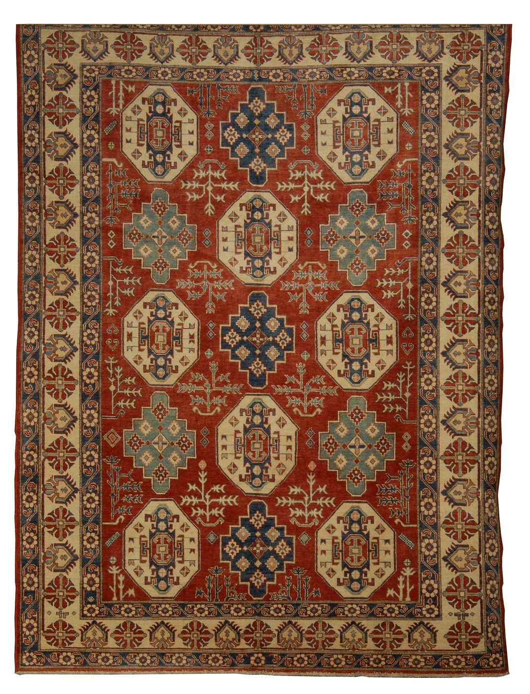 Appraisal: ORIENTAL RUG KAZAK DESIGN ' x ' '' Three rows