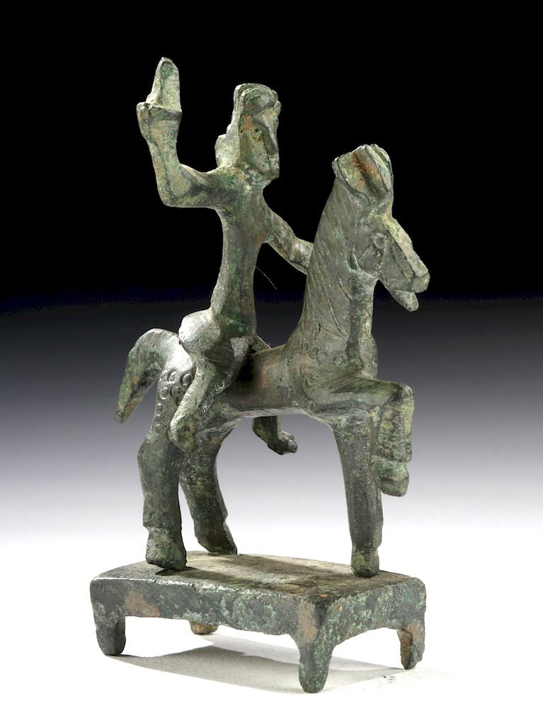 Appraisal: Miniature Thracian Bronze Horse and Rider Eastern Europe Northern Greece