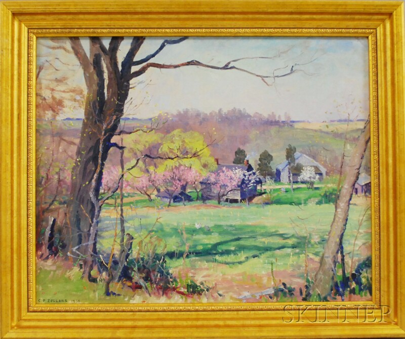 Appraisal: Charles P Zollars American - Spring Landscape with Farm Signed