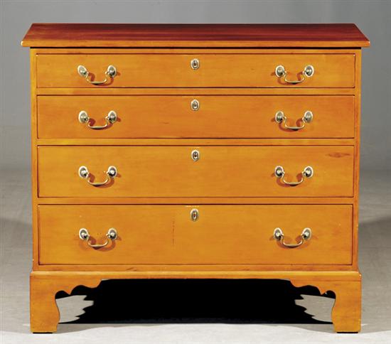 Appraisal: New England cherry chest of drawers late th century rectangular