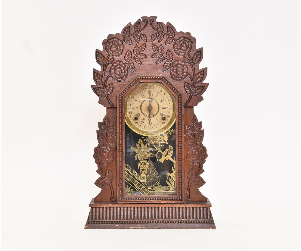 Appraisal: Gilbert Mantle Clock A Gilbert oak mantle calendar clock h